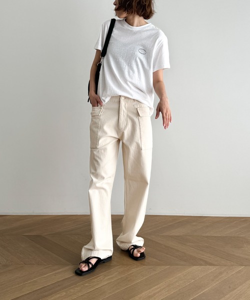 「CANAL JEAN」 半袖Tシャツ ONE SIZE ベージュ レディース_画像4