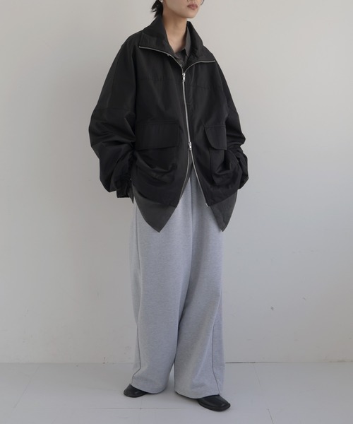 hellam（ヘラム） コート アウター 合繊ツイル スタンドカラージップ