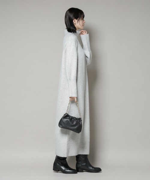 NANO universe ワンピース エアリーヤーン畦編タートルニットマキシ