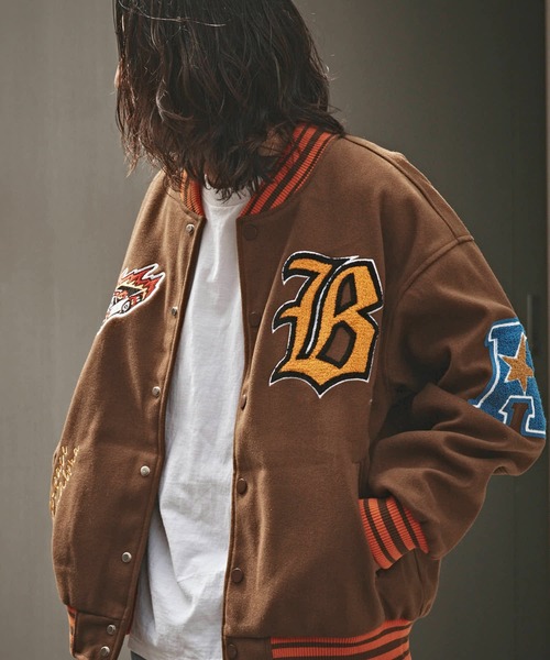 ALL RUNS スタジャン フェイクメルトン サガラワッペンスタジャン