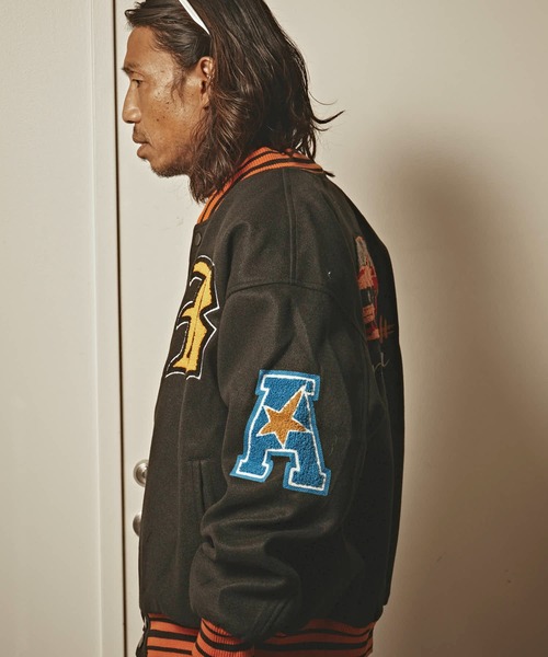 ALL RUNS スタジャン フェイクメルトン サガラワッペンスタジャン