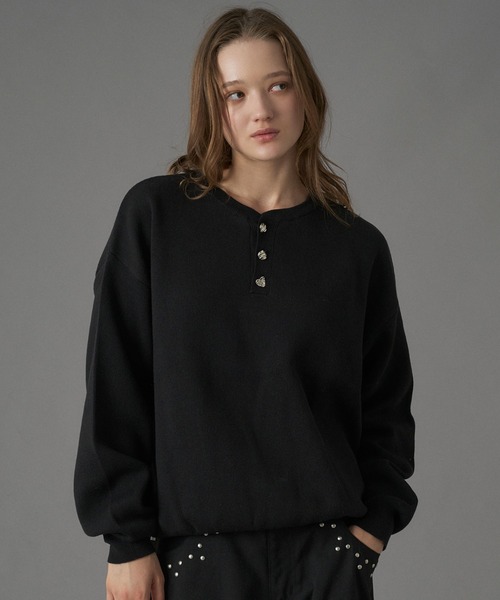 ONCILY（オンシェリー） セーター ニット SILVER BUTTON HENRY NECK