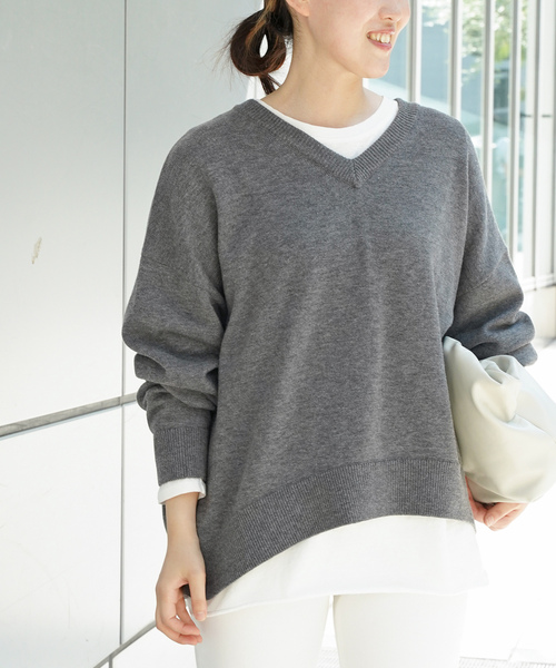 ドゥーズィエムクラス　グレー Vネック Deuxieme Classe（ドゥーズィエムクラス） Vネックニット FREE グレー