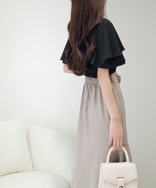 「mily bilet」 半袖ワンピース LARGE ブラック レディース_画像8