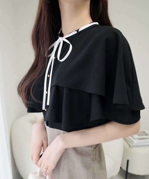 「mily bilet」 半袖ワンピース LARGE ブラック レディース_画像9