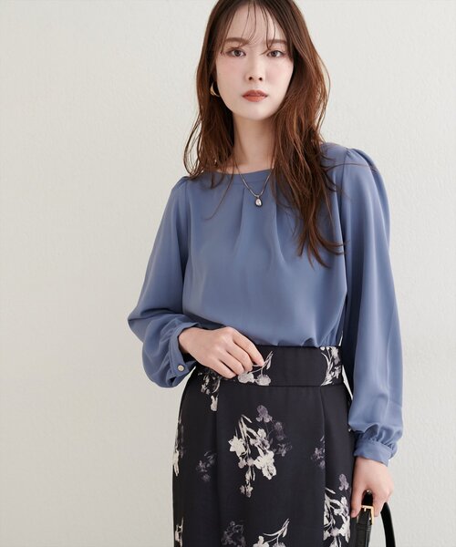 CINOH カラーボートネックブラウス WEB限定】バイカラーボートネックブラウス | natural couture