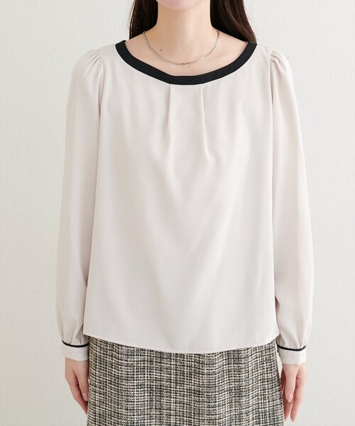 natural couture ブラウス シャツ 「WEB限定」バイカラーボートネック