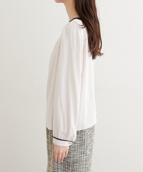 natural couture ブラウス シャツ 「WEB限定」バイカラーボートネック