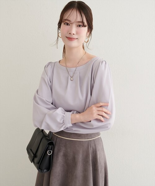 natural couture ブラウス シャツ 「WEB限定」バイカラーボートネック