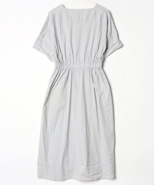 「FLORENT」 ストライプ柄半袖ワンピース - グレー レディース_画像2