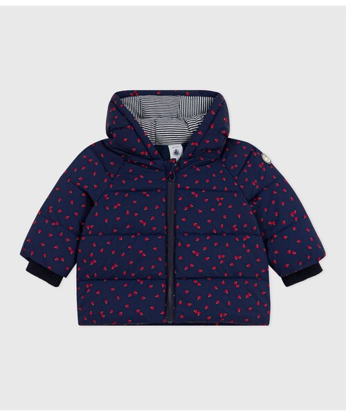 プチバトー　Petit Bateau 中綿　アウター　花　ブルー　女の子 95 プチバトー Petit Bateau 中綿 アウター 花 ブルー 女の子 95 PETIT