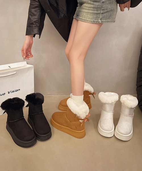 shoes365 ブーツ バックリボン ムートンブーツ (AW) レディース