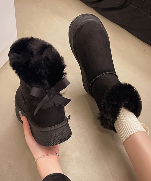 shoes365 ブーツ バックリボン ムートンブーツ (AW) レディース