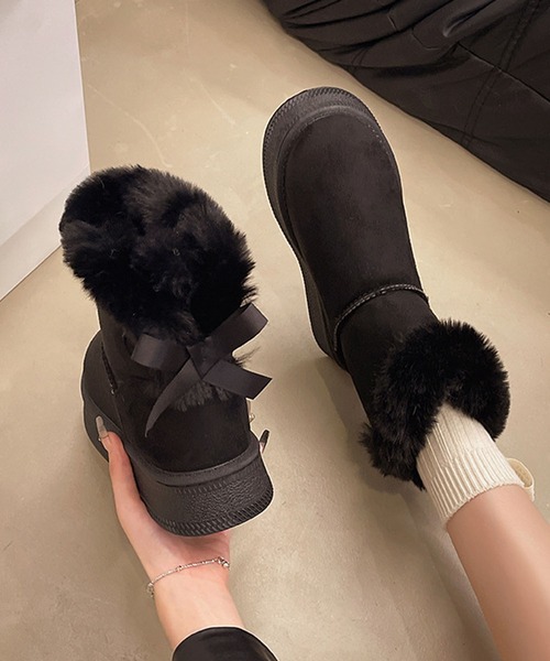 shoes365 ブーツ バックリボン ムートンブーツ (AW) レディース