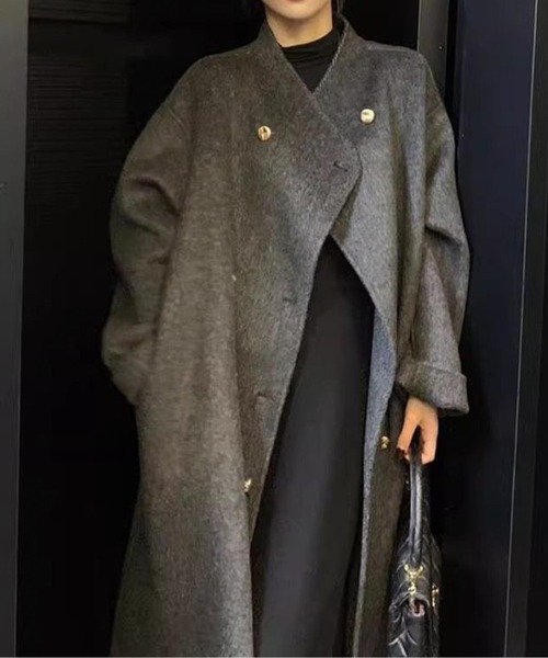 新品未使用✨️DES PRÉS ウールダブルボタン ロングコート 40 ☆即納☆知的で大人雰囲気に ウールコート ロングコート ダブルボタン