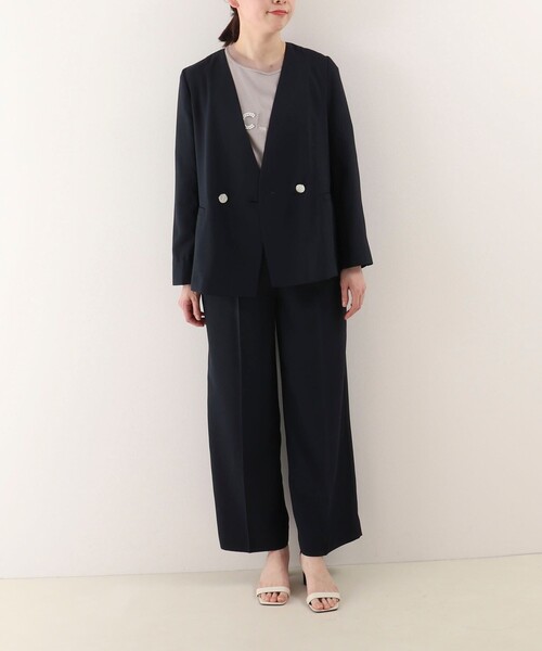 「NOLLEY'S LIGHT」 ノーカラージャケット 38 ベージュ レディース_画像2