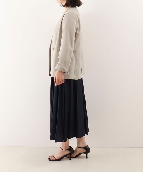 「NOLLEY'S LIGHT」 ノーカラージャケット 38 ベージュ レディース_画像9