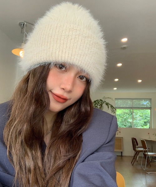 lulufa ニット帽 ニットキャップ ふんわりモヘアニットスタンダード