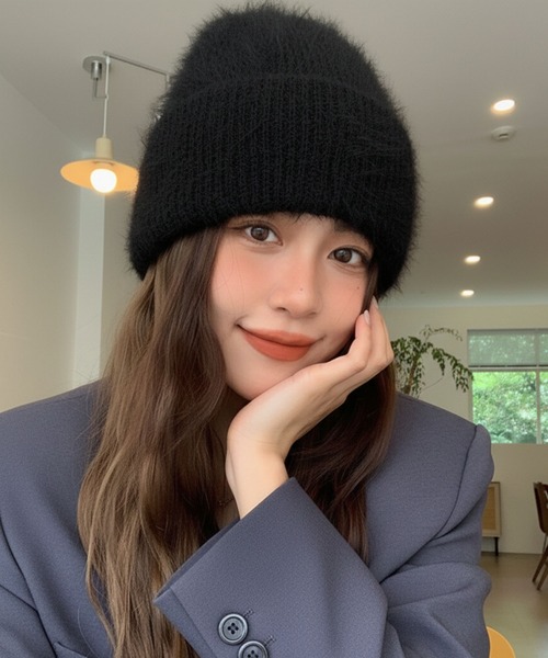 lulufa ニット帽 ニットキャップ ふんわりモヘアニットスタンダード