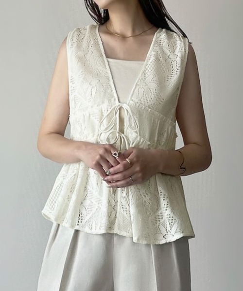 「LAUIR」 ベスト MEDIUM ブラック レディース_画像4