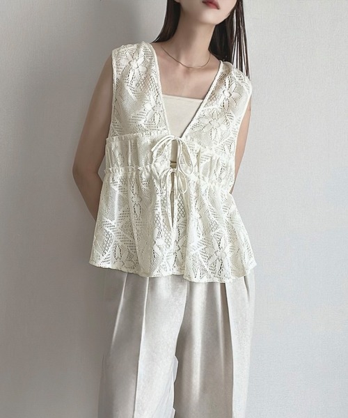 「LAUIR」 ベスト MEDIUM ブラック レディース_画像6