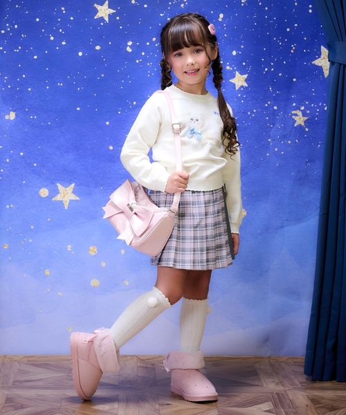 mezzo piano ニット セーター もふもふネコ ニットプルオーバー キッズ