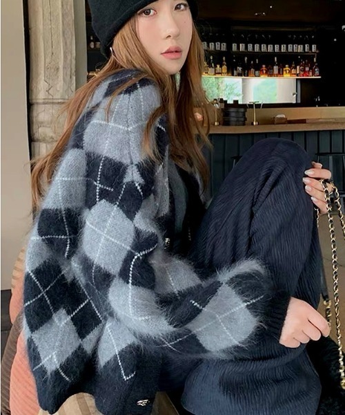 SHEENA（シーナ） カーディガン アーガイルニットカーディガン