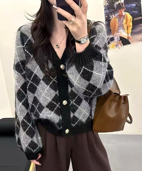 SHEENA（シーナ） カーディガン アーガイルニットカーディガン