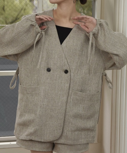 lawgy（ラウジー） ノーカラージャケット FREE ベージュ レディース