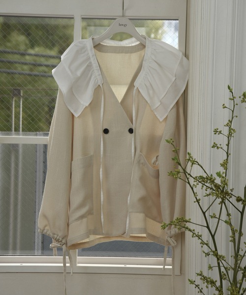 lawgy（ラウジー） ノーカラージャケット FREE ベージュ レディース