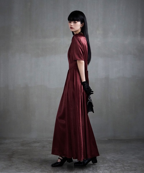 etoll.（エトル） ドレス サテンウエストタックドレス : ZOZOTOWN