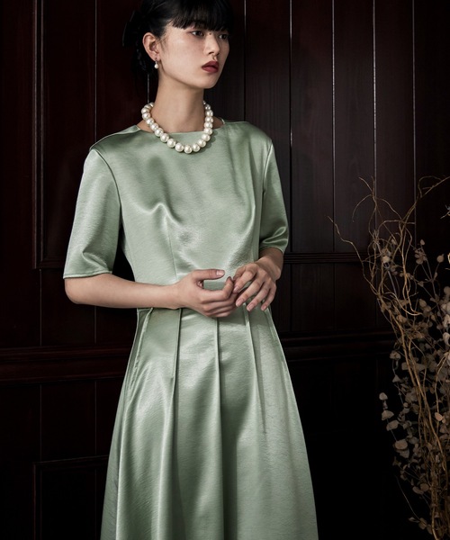 etoll.（エトル） ドレス サテンウエストタックドレス : ZOZOTOWN