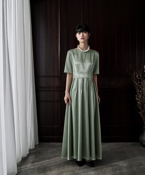 etoll.（エトル） ドレス サテンウエストタックドレス : ZOZOTOWN