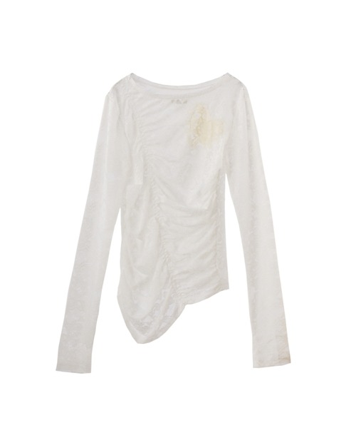 オープンハートトップス♡ tシャツ heart lace long sleeve tops / ハート切り替えレーストップス