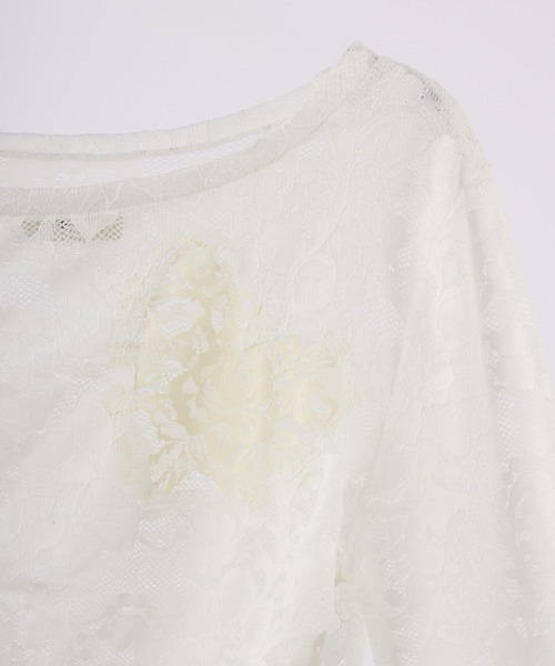 tシャツ heart lace long sleeve tops / ハート切り替えレーストップス