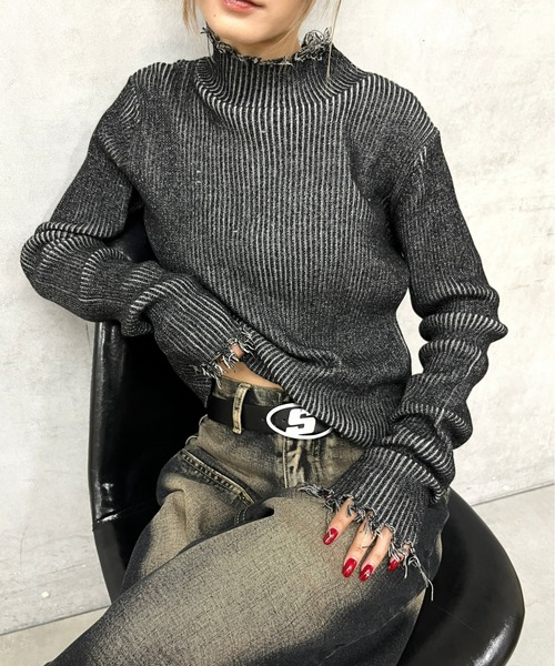 「WHO'S WHO gallery」 タートルネックニット FREE イエロー レディース_画像2