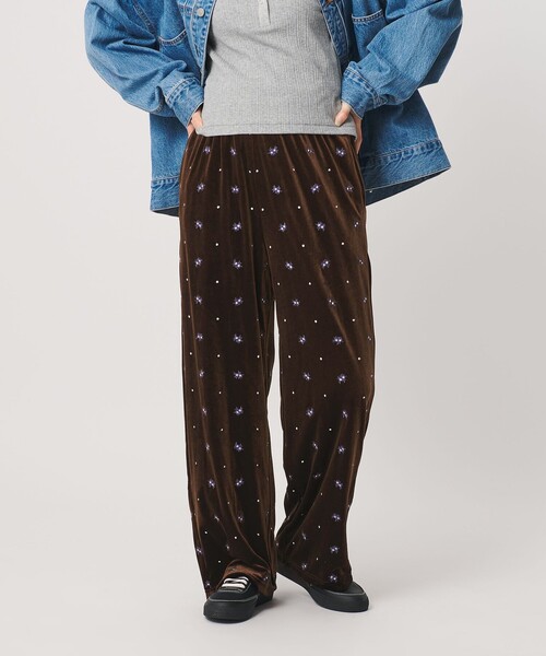 BEAUTY＆YOUTH UNITED ARROWS パンツ エンブロイダリー ベロアイージー
