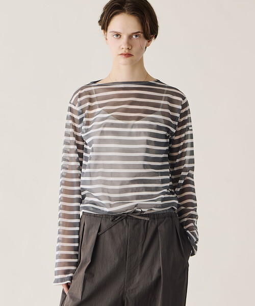 tシャツ ORCIVAL | シースルー ボートネック長袖カットソー WOMEN レディースの画像