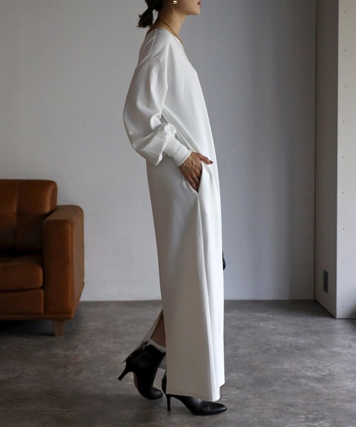 「Bonjour Sagan」 長袖ワンピース FREE チャコールグレー レディース_画像4