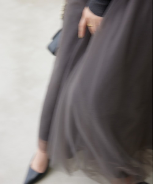 「anuans」 フレアスカート SMALL チャコールグレー レディース_画像7