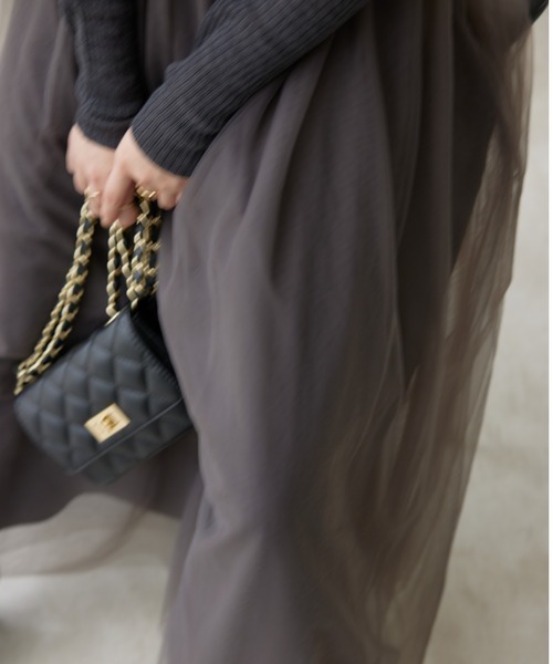 「anuans」 フレアスカート SMALL チャコールグレー レディース_画像8