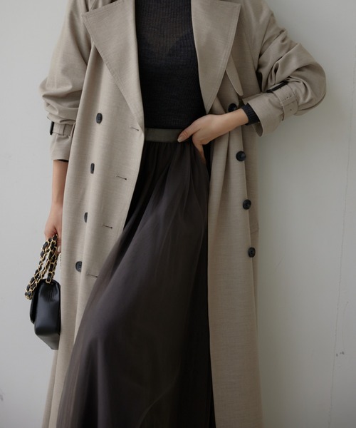 「anuans」 フレアスカート SMALL チャコールグレー レディース_画像9