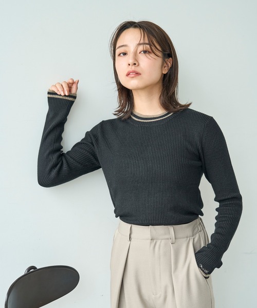 「mil」 長袖ニット S カーキ レディース_画像8