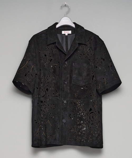シャツ 「M A S U」BANDANA HOLE LEATHER HALF SLEEVE SHIRT メンズの画像