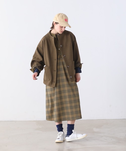「Kelen」 ノーカラージャケット S カーキ レディース_画像2