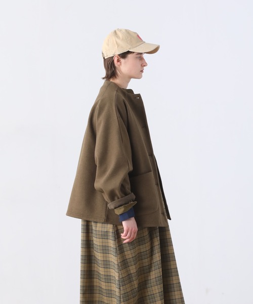 「Kelen」 ノーカラージャケット S カーキ レディース_画像6