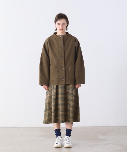「Kelen」 ノーカラージャケット S カーキ レディース_画像8
