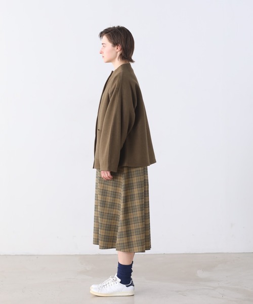「Kelen」 ノーカラージャケット S カーキ レディース_画像9