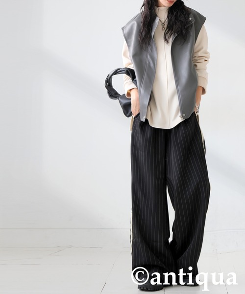 「antiqua」 イージーパンツ ONESIZE ブラック レディース_画像5