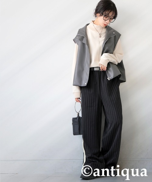 「antiqua」 イージーパンツ ONESIZE ブラック レディース_画像9